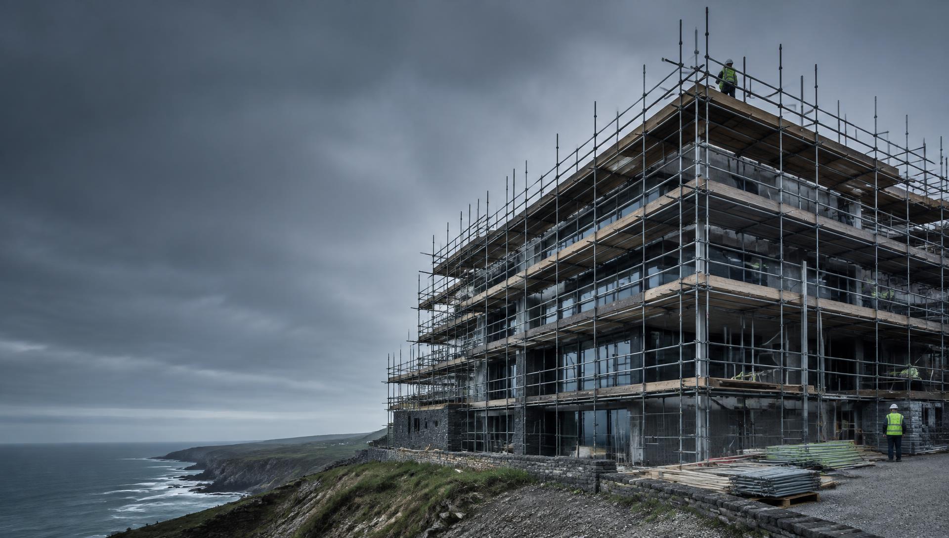 Commercial scaffolding on the Cornish coast